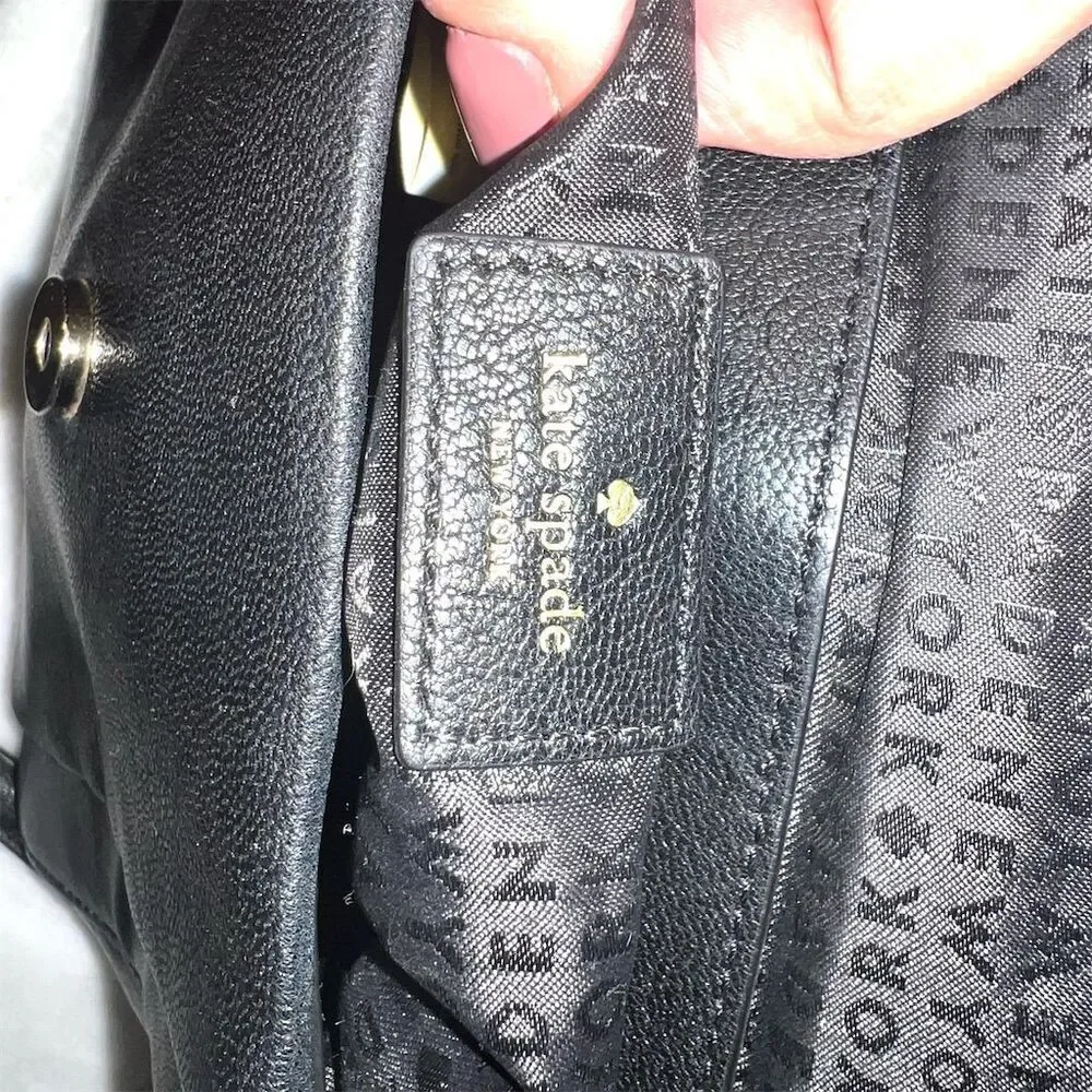 Kate Spade Black Leather Crossbody Purse Adjustable Strap Women's Bag